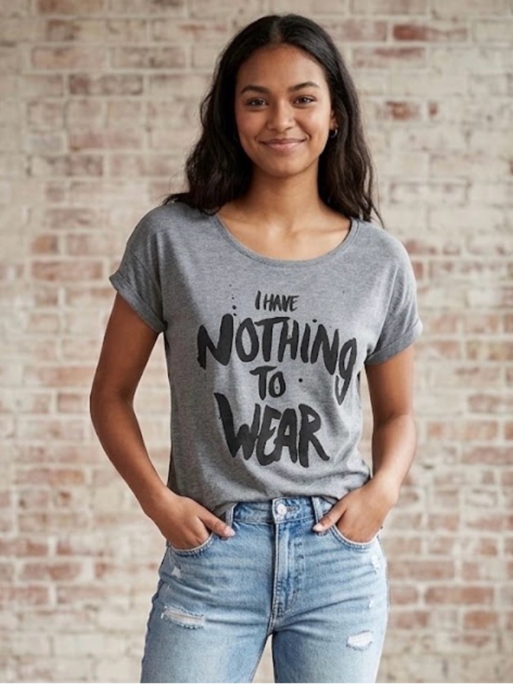 American Eagle Gray "I Have Nothing To Wear" Graphic Tee